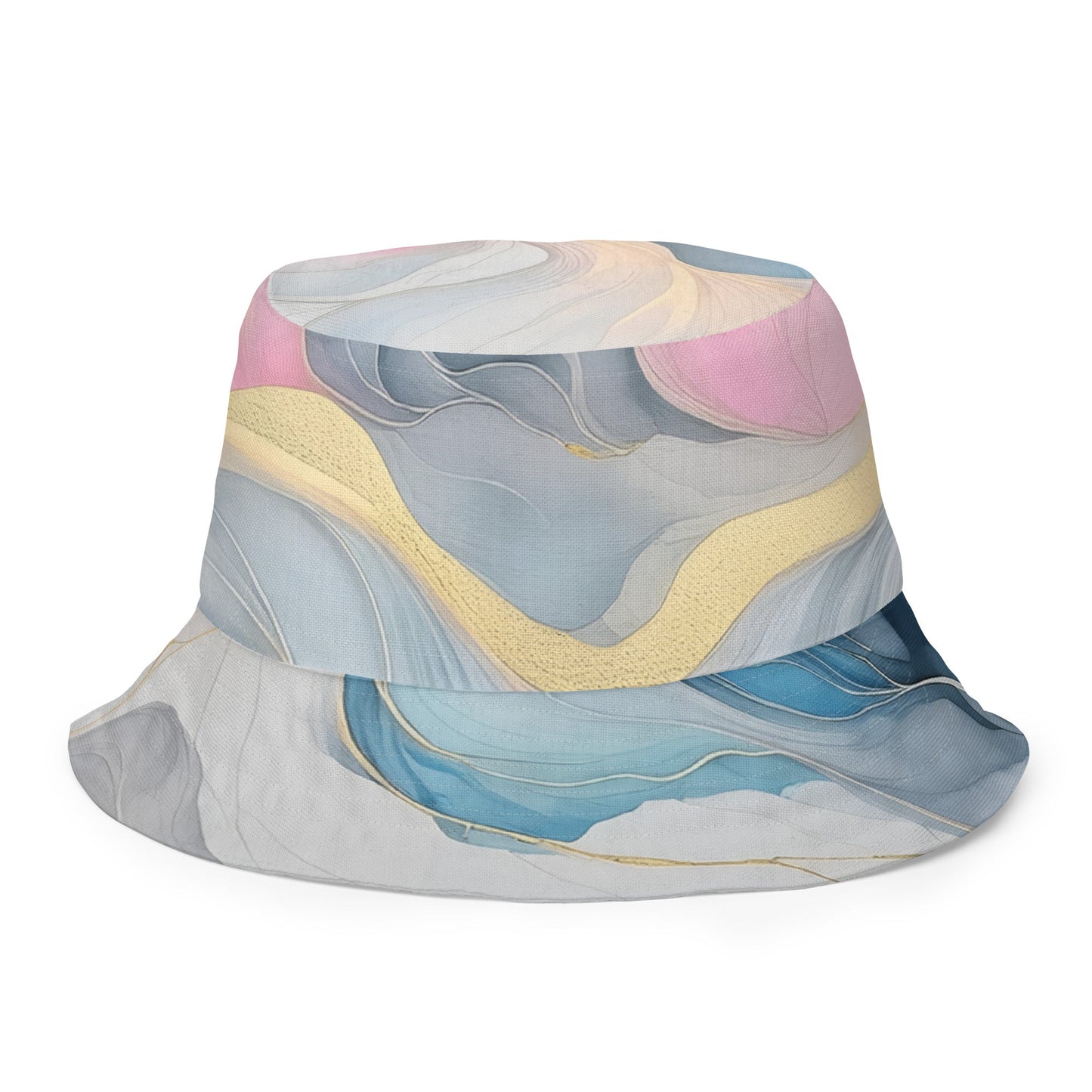 Reversible Bucket Hat Marble Cloud of Grey Pink Blue 72067