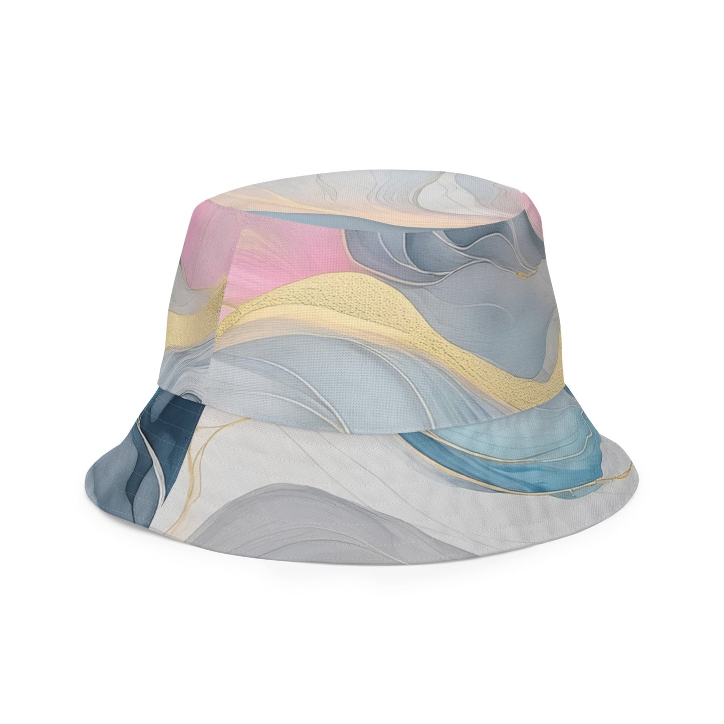 Reversible Bucket Hat Marble Cloud of Grey Pink Blue 72067