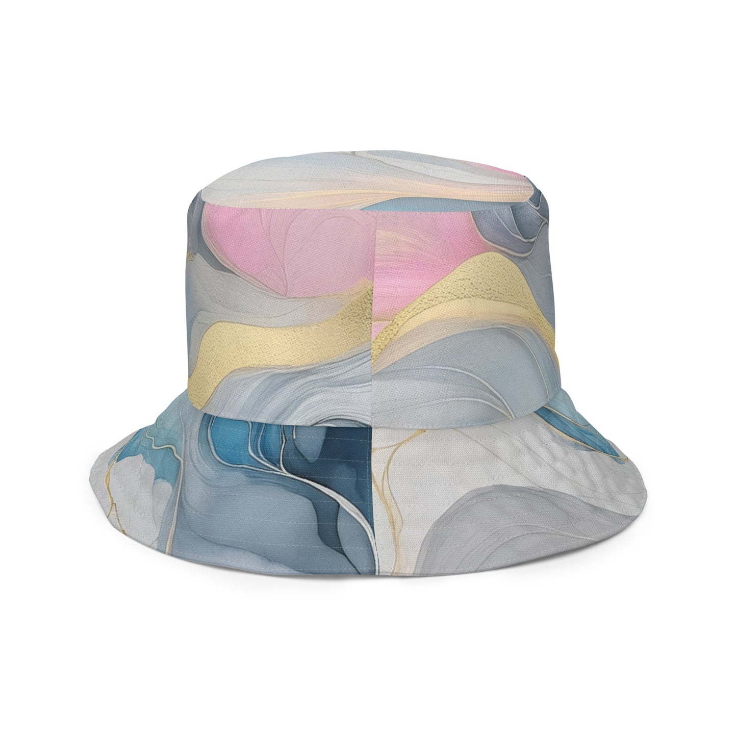 Reversible Bucket Hat Marble Cloud of Grey Pink Blue 72067