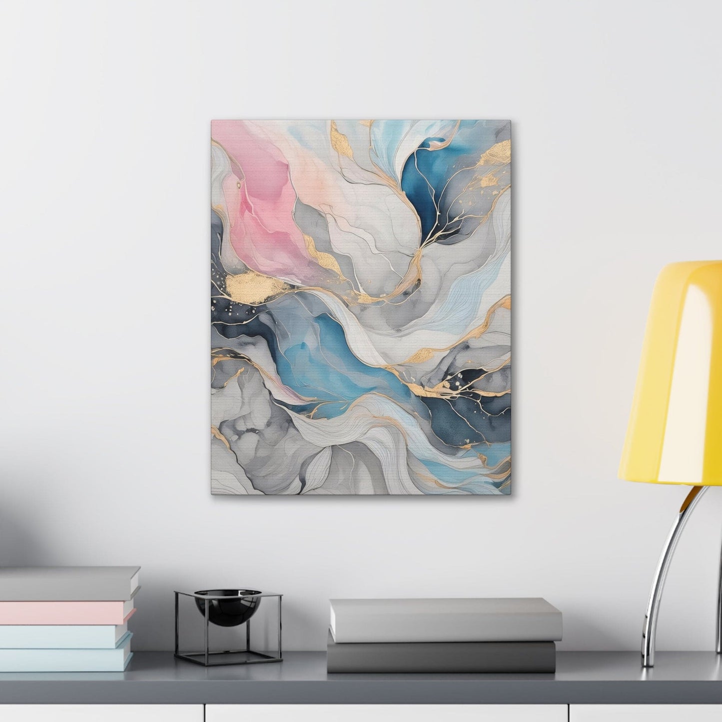 Canvas Wall Art Decor - Marble Cloud of Grey Pink Blue 63389