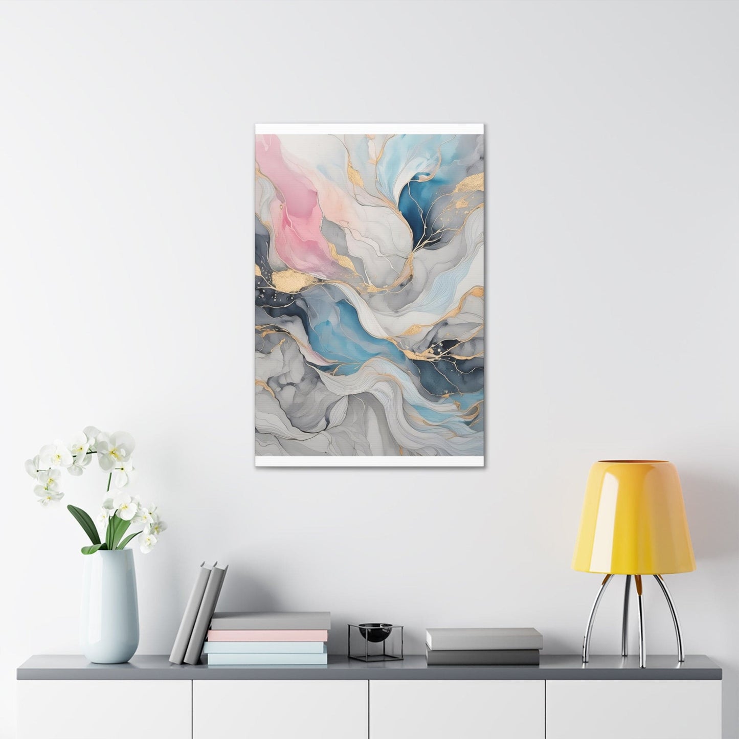 Canvas Wall Art Decor - Marble Cloud of Grey Pink Blue 63389