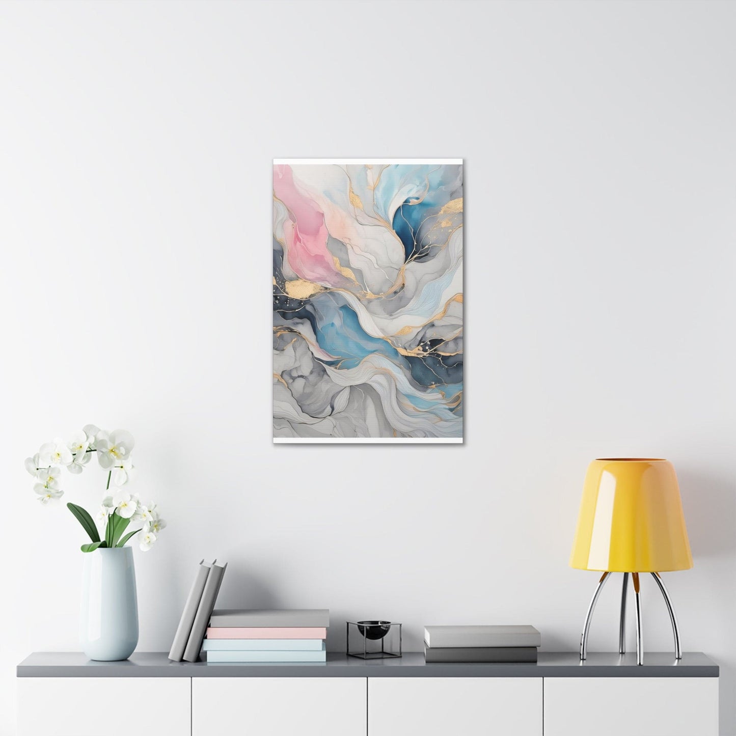 Canvas Wall Art Decor - Marble Cloud of Grey Pink Blue 63389